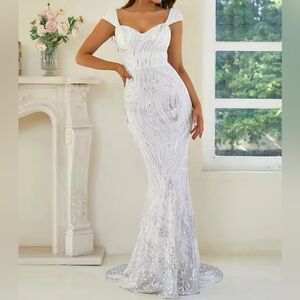 Sequin Embellished Wedding Dress